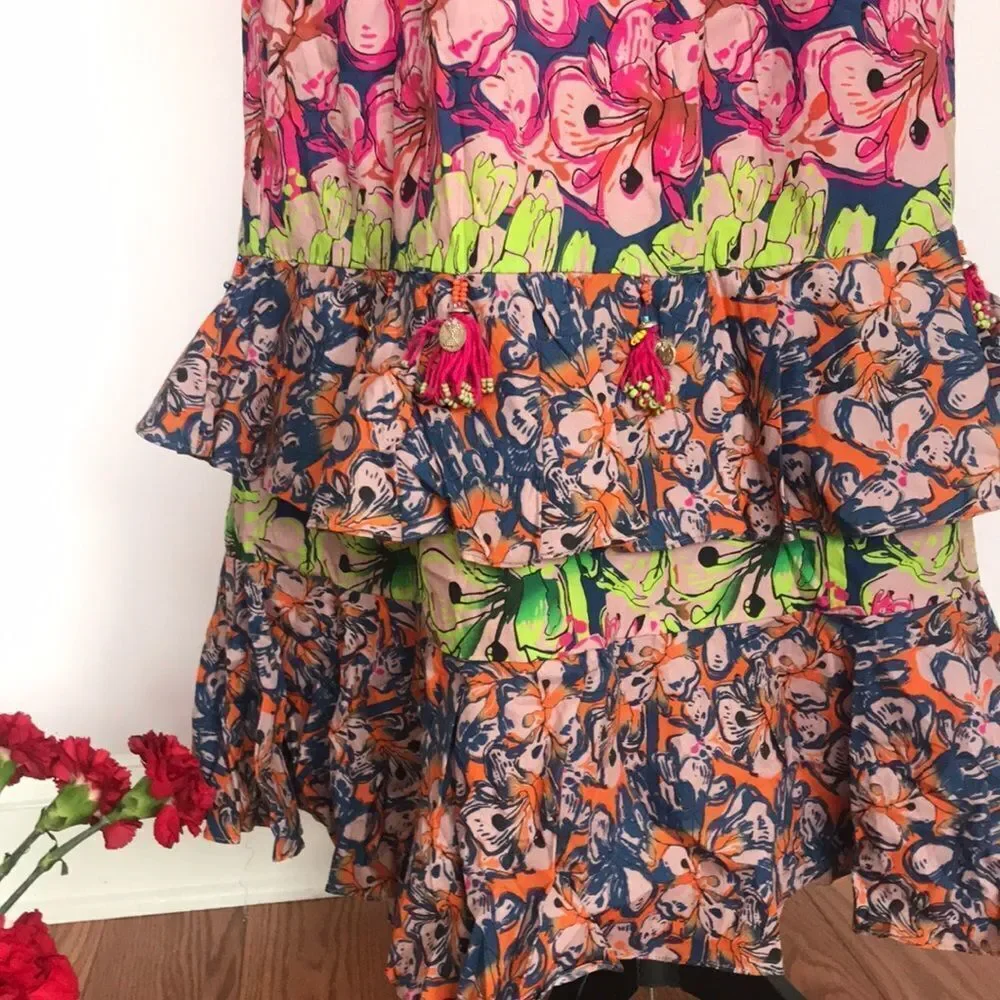 Anthropologie Roopa Pemmaraju Villa Tiered Midi Skirt. Size S